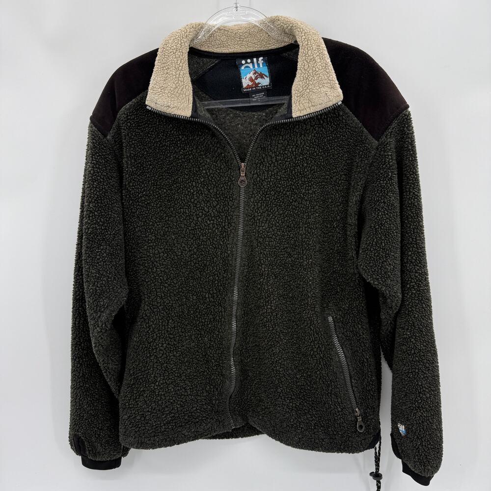 Vintage ALF KUHL Deep Pile Fleece Jacket Womens Size L Brown Zip Sherpa Y2K USA